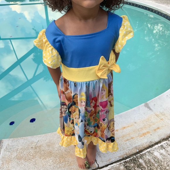 Disney Boutique Style Dress yellow Mickey Minnie - Picture 2 of 9